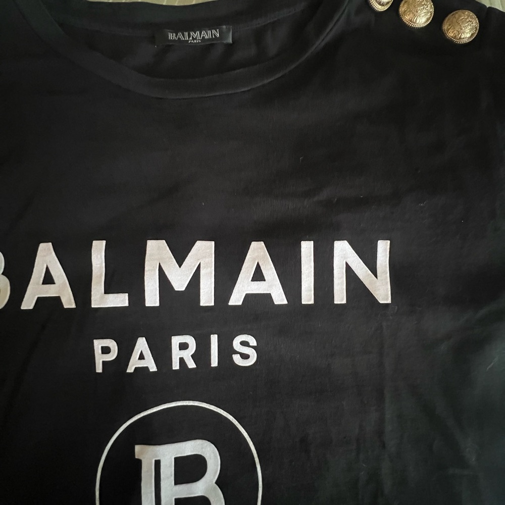 Balmain Black Top with Gold Accents